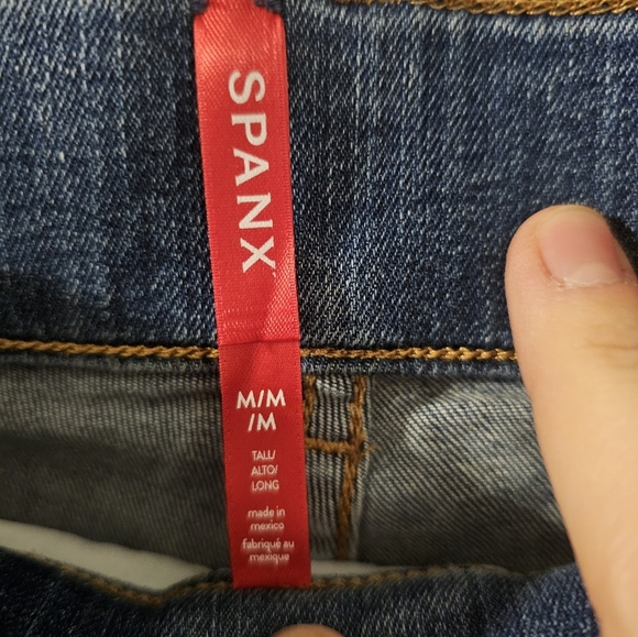 Spanx NWT Vintage Indigo Seam Front Pull On Wide Leg Jeans Size Tall M - Picture 4 of 6